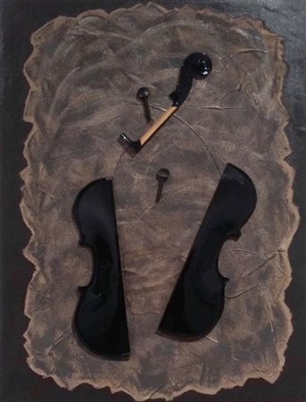 FABRIZIO TROTTA Senza titolo violino su lamina e acrilico cm. 80x60