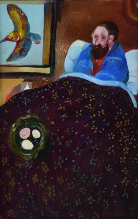 Possenti Antonio Autoritratto olio su cartone telato, cm 30x20 sul fronte:...