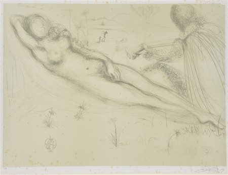 Dalì Salvador Figure e Paesaggio litografia su carta, cm 60x80 esemplare E.A....