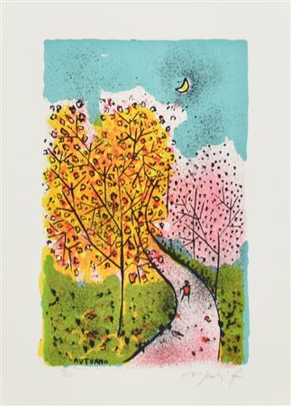 Rognoni Franco Autunno litografia su carta, cm 35x25 esemplare 121 su 125 sul...