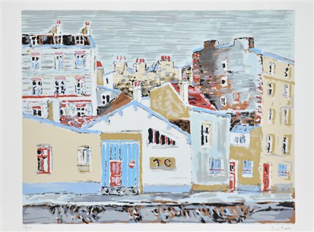 Tamburi Orfeo Veduta Parigina litografia su carta, cm 50x70 esemplare 83/150...