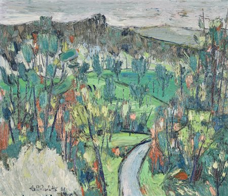 Verzoletto Alberico Paesaggio olio su tela, cm 60x70 sul fronte: firma e data...