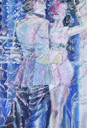 Knöpfli Claudio Les Avances tecnica mista su carta, cm 70x50 sul fronte:...