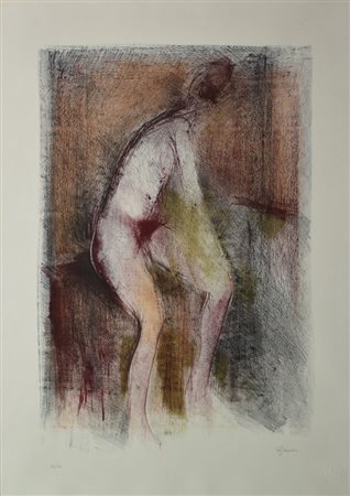 Ajmone Giuseppe Nudo litografia su carta, cm 70x50 esemplare 81 su 100 sul...