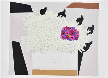 Pozzati Concetto Vaso con Fiori litografia su carta, cm 50x70 esemplare 109...