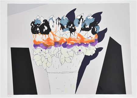 Pozzati Concetto Vaso con Fiori litografia su carta, cm 50x70 esemplare 114...