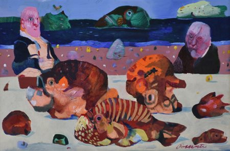 Possenti Antonio Composizione olio su tela, cm 20x30 sul fronte: firma sul...