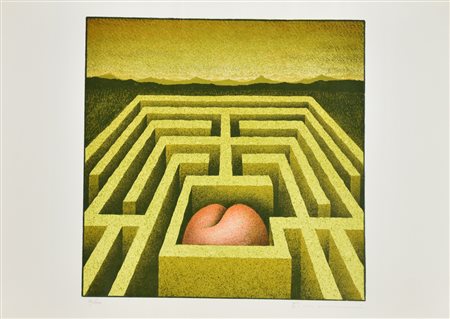Viviani Vanni Labirinto con Mela litografia su carta, cm 50x70 esemplare 38...