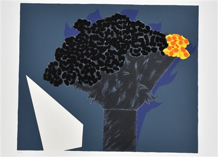 Pozzati Concetto Vaso con Fiori litografia su carta, cm 50x70 esemplare 118...