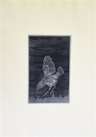 Casorati Francesco Corvo su Torino incisione su carta, cm 70x50 (lastra cm...