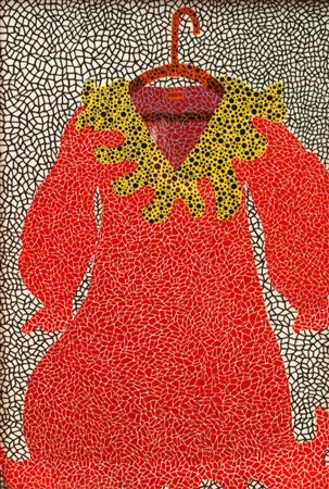 KUSAMA YAYOI (n. 1929) Red dress. Stampa. Cm 21,00 x 30,00. Firma a stampa in...