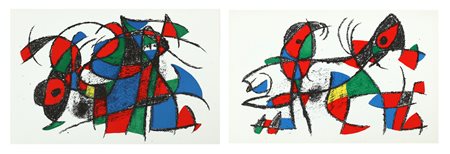 MIRO' JOAN (1893 - 1983) Lotto composto da n. 2 fogli. Litografia. Cm 52,00 x...