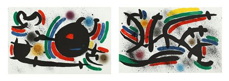 MIRO' JOAN (1893 - 1983) Lotto composto da n. 2 fogli. Litografia IX, X....