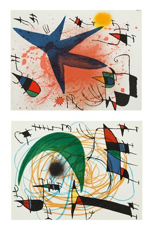 MIRO' JOAN (1893 - 1983) Lotto composto da n. 2 fogli. Litografia I, V....