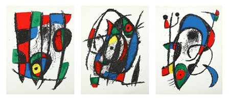 MIRO' JOAN (1893 - 1983) Lotto composto da n.3 fogli. Litografia. Cm 26,00 x...