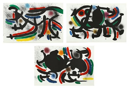 MIRO' JOAN (1893 - 1983) Lotto composto n. 3 fogli. Litografia VII, IX, VIII....