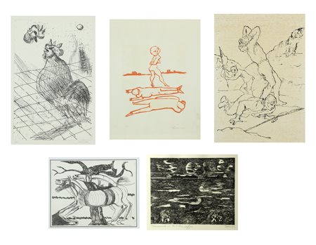 ARTISTI VARI Lotto composto da n.5 fogli. Grafica. . 1. Maccari: 9/48. Senza...