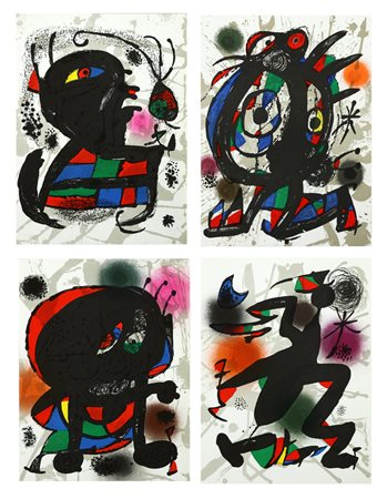 MIRO' JOAN (1893 - 1983) Lotto composto da n. 4 fogli. Litografia I, III, IV,...