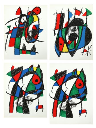 MIRO' JOAN (1893 - 1983) Lotto composto da n.4 fogli. Litografia. Cm 26,00 x...