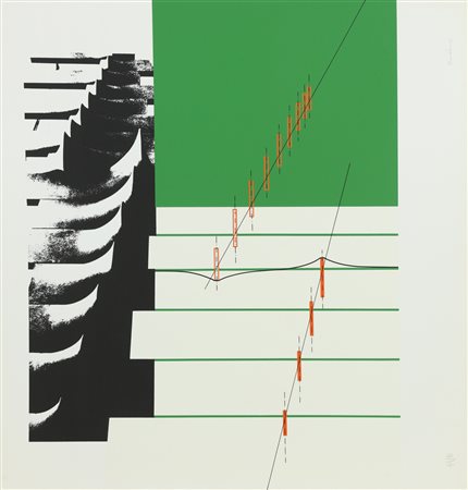 BONALUMI AGOSTINO (1935 - 2013) Struttura e verde. 1974. Litografia. Cm 68,00...