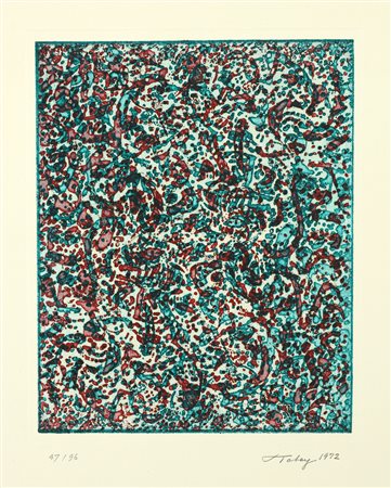 TOBEY MARK (1890 - 1976) Senza titolo. 1972. Acquaforte a colori. Cm 51,00 x...