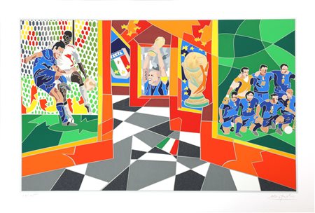 NESPOLO UGO (n. 1941) Senza titolo. Serigrafia materica. Cm 70,00 x 100,00....