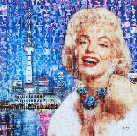 MURGIA MARIA (n. 1935) Marilyn a Shanghai. 2018. Fotomosaico digitale. Cm...