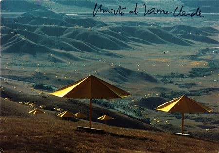 CHRISTO (n. 1935) Senza titolo. Cartolina. Cm 16,00 x 11,00. Firma in alto a...