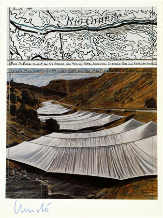 CHRISTO (n. 1935) Senza titolo. Cartolina. Cm 11,00 x 16,00. Firma in basso a...