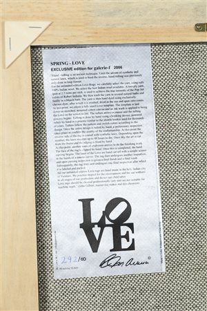 INDIANA ROBERT (n. 1928) Spring - LOVE. Tappeto. Cm 39,00 x 39,00. N.292. Al...