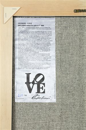 INDIANA ROBERT (n. 1928) Swedish - LOVE. Tappeto. Cm 39,00 x 39,00. N.219. Al...