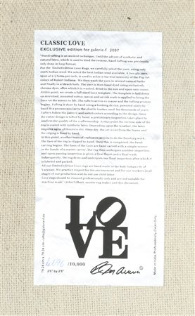 INDIANA ROBERT (n. 1928) Classic Love. Tappeto. Cm 77,00 x 77,00. 4696/10000....