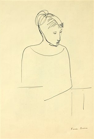 BUENO XAVIER (1915 - 1979) Fanciulla. 1968. Penna su carta. Cm 29,00 x 44,00....