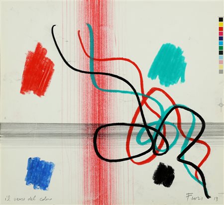FINZI ENNIO (n. 1931) Il verso del colore. 2013. Tecnica mista su carta. Cm...