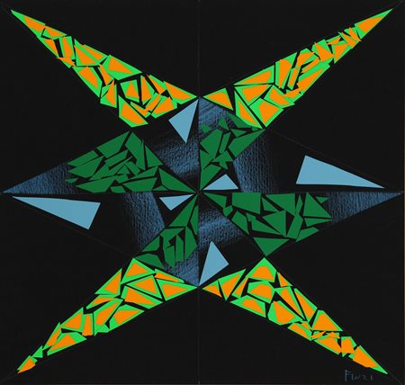 FINZI ENNIO (n. 1931) Senza titolo. Tecnica mista su carta. Cm 35,00 x 33,50....