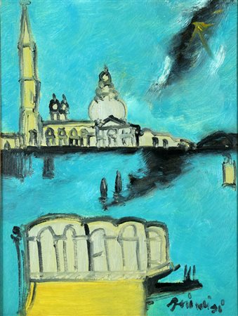 BRINDISI REMO (1918 - 1996) Venezia. Olio su tela . Cm 30,00 x 40,00. Firma...