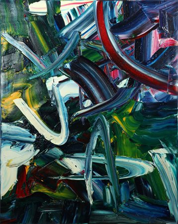 DE LUTTI PIERLUIGI (n. 1959) Verso la foresta l'orizzonte. Olio su tela . Cm...