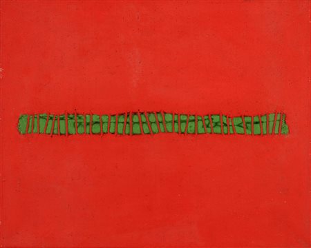BRACCI CARLO (1935 - 2003) Rosso e verde 308. Tecnica mista su tela. Cm 60,00...