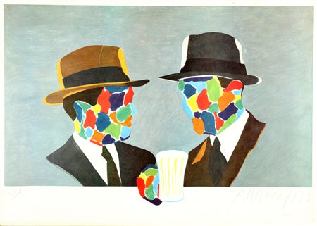 ARROYO EDUARDO (n. 1937) Parmi les peintres. 1973. Serigrafia. Cm 82,00 x...