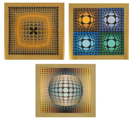 VASARELY VICTOR (1906 - 1997) Lotto composto da n.3 fogli. Poster. Cm 60,00 x...