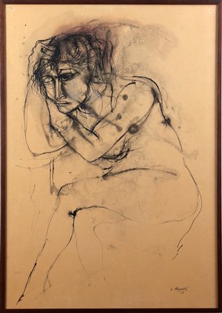 STAGNOLI ANTONIO (1922 - 2015) Senza titolo. 1961. China su carta. Cm 50,00 x...