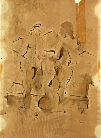 CARENA FELICE (1879 - 1966) Senza titolo. Tecnica mista su carta. Cm 20,00 x...