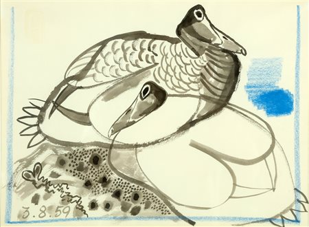 AAGE GITZ JOHANSEN (1897 - 1977) Senza titolo. 1959. Tecnica mista su carta....