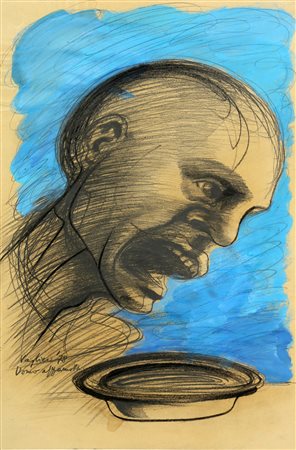 VAGLIERI TINO (1929 - 2000) Uomo affamato. 1978. Tecnica mista su carta. Cm...