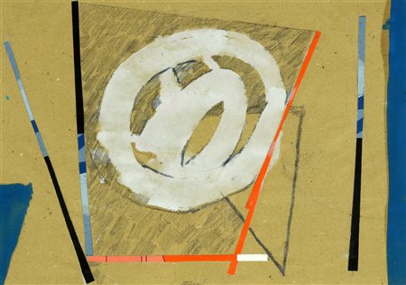 FUSI WALTER (n. 1924) Senza titolo. Tecnica mista e collage su cartoncino. Cm...