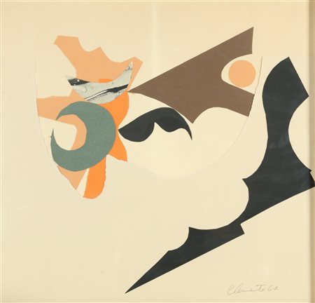 CLEMENTE JACK (1926 - 1976) Senza titolo. 1964. Tecnica mista e collage su...