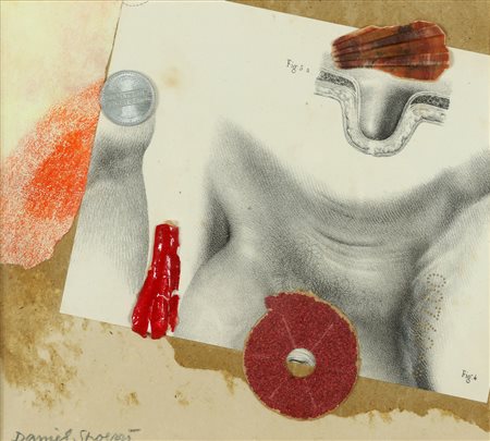 SPOERRI DANIEL (n. 1930) Senza titolo. Tecnica mista e collage su cartoncino....