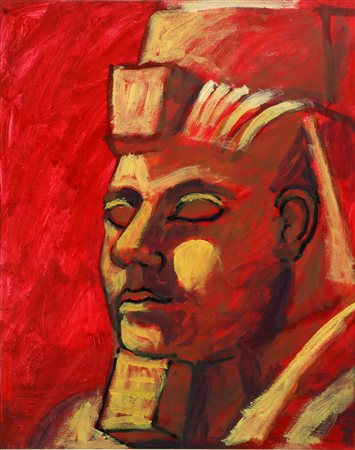 SALVO (1947 - 2015) Il faraone. 2009. Tecnica mista su cartone. Cm 25,00 x...