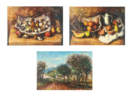 ALBERTI ALDO (n. 1912) Lotto composto da n.3 opere. Olio su tela . Cm 70,00 x...