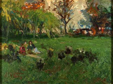 VERNI ARTURO (1891 - 1960) Senza titolo. Olio su faesite. Cm 40,00 x 30,00....